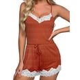 thumbnail image 3 of DYMADE Women Summer Pajama Set 2Pcs Sets Lace V-Neck Cami Tank Tops Shorts Loungewear Sets Sleepwear, 3 of 5