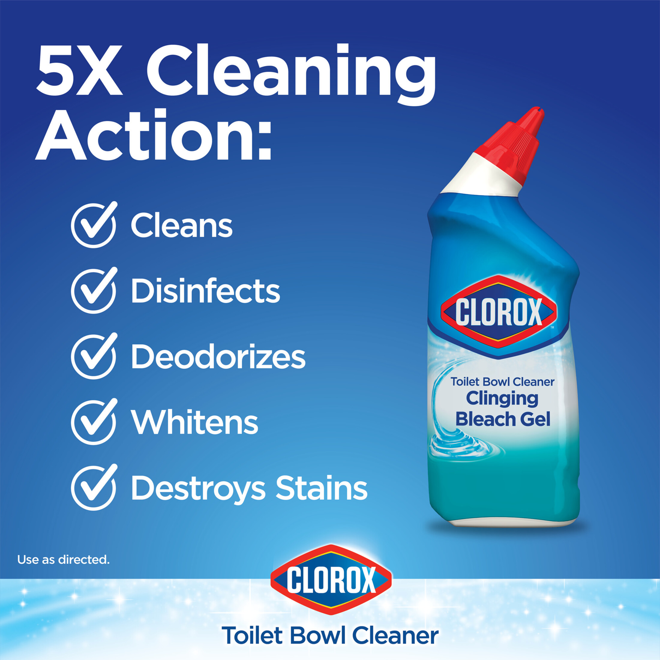 Clorox Toilet Bowl Cleaner Clinging Bleach Gel, Ocean Mist, 24 fl oz, 2 Pack - image 4 of 10