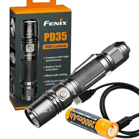 Fenix PD35 V2.0 2018 Upgrade 1000 Lumen Flashlight with Fenix Built-in USB Rechargeable Battery & LumenTac Charging