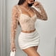 thumbnail image 5 of Top de moda para mujer con bordado de malla de retazos, top de manga larga de corte bajo, top de poliéster para mujer, 5 of 6