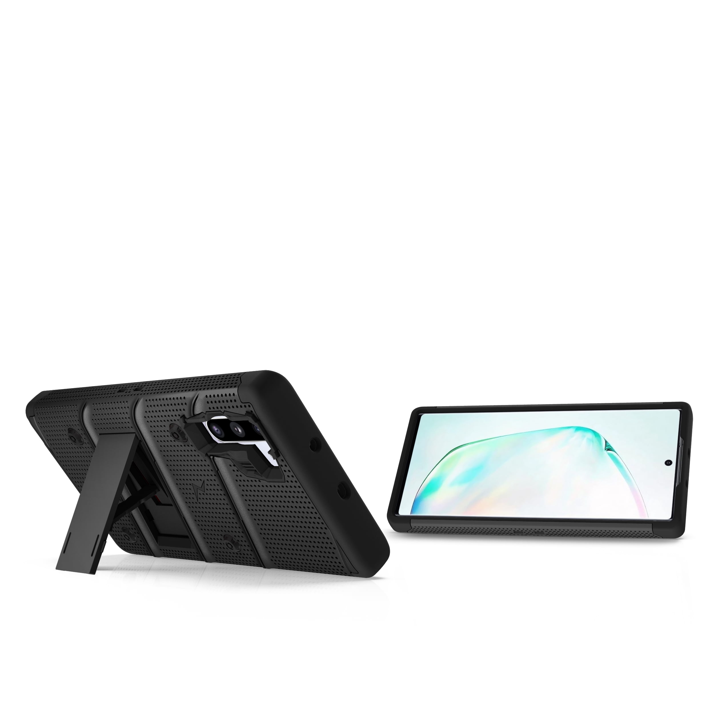 ZIZO BOLT Series for Samsung Galaxy Note 10 Case | Heavy-duty Military-grade Drop Protection w/ Kickstand Included Belt Clip Holster Lanyard (Black/Black)