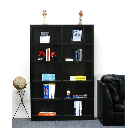 bookcase wide double espresso shelf inch tall joffe finish wood shelves dialog displays option button additional opens zoom