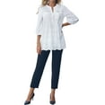 thumbnail image 6 of Nlife Women Lace Crochet V Neck 3/4 Sleeve Buttons Embroidery Tunic Blouse, 6 of 7