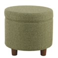 thumbnail image 3 of Porch & Den  Parkchester Green Tweed Round Storage Ottoman, 3 of 5