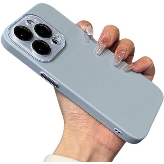 Compatible with iPhone Case,Matte Solid Color PC Camera Lens Protection [Compatible with Wireless Charging] Soft Shockproof Cover Phone Case (Blue,iPhone 13 Pro Max)
