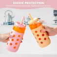 thumbnail image 6 of Mrsdry Glass Cups with Silicone Lids and Straws (4 Pcs), 20oz Drinking Glasses Set with Silicone Sleeves for Coffee Bar Accessories Iced Coffee Cups with Lids, Glass Tumbler Reusable for Gifts, 6 of 12