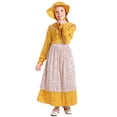 thumbnail image 4 of Vestido pastoral estilo pionero de la pradera con diseño floral amarillo para niña colonial., 4 of 5