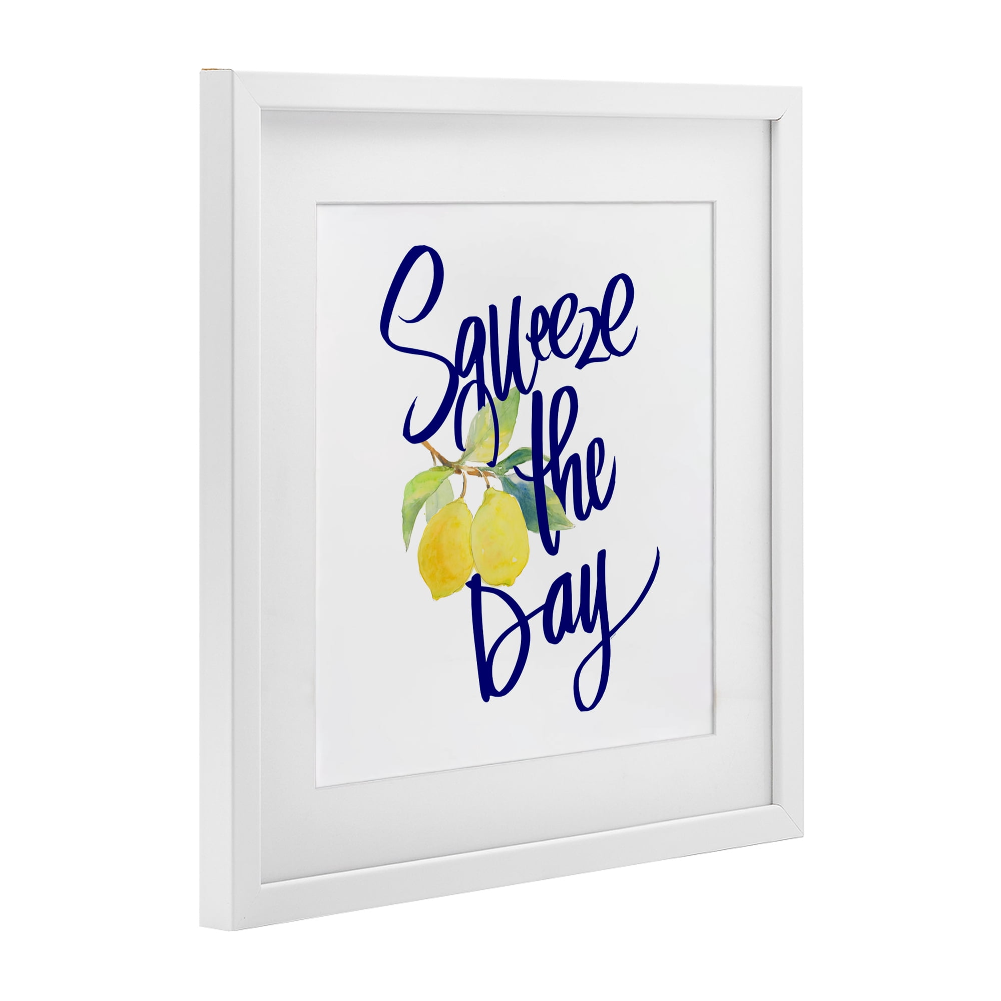 Stupell Industries Cursive Squeeze The Day White Framed Print Under Glass, design by Lanie Loreth