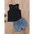 thumbnail image 4 of Hirigin Toddler Kids Baby Girl Sunflower Outfits Sleeveless Tank Top Denim Shorts 1-5 Years Summer Clothes, 4 of 7