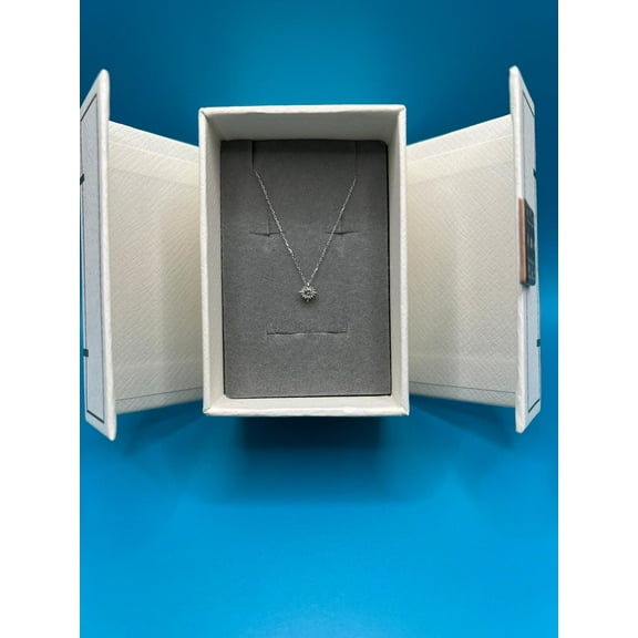 0.1 Ct Round Cut Natural Diamond Pendant & Necklace With 16" Chain 18K