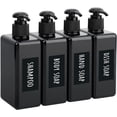 thumbnail image 1 of shiyou-Shampoo Conditioner Dispenser Small, 4 Pack 9.5oz Plastic Square Pump Bottles with Labels, 280ml Refillable Bathroom Soap Dispenser Empty Lotion Liquid Container Travel Cosmetic Bottle Black, 1 of 4