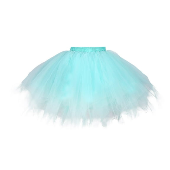 Riforla Carnival Women's Tutu Skirt Christmas Dance Party Solid Color Mesh Tutu Skirt Holiday Ballet Skirt Womens Skirts Light Blue_001 XL
