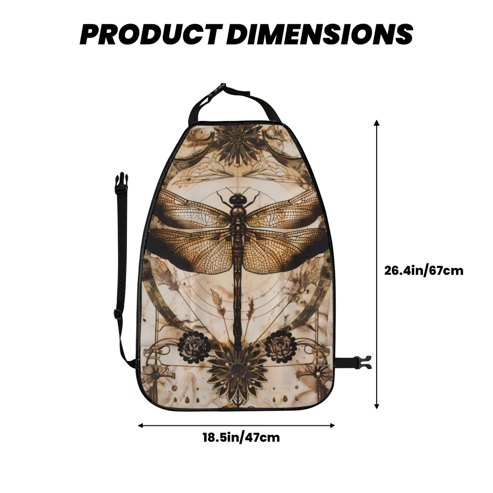 Kdxio Vintage Dragonfly Artwork Print 2 Pack Car Kick Mat Seat Cover Back Protector Mat with Pockets for Organizer Backseat Protector and Storage Anti Kick Pad for Vehicles