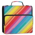 thumbnail image 2 of 3 Ring Zipper Binder with Shoulder Strap Waterproof Trapper Keeper 2 Inch D-Ring 500 Sheets Capacity Rainbow Lines, 2 of 7