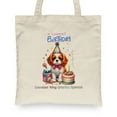 thumbnail image 2 of Happy Birthday Cute Puppy Cavalier King Charles Spaniel with Cake Gifts Party Hat Canvas Tote Bag Dog Lover Gifts Reusable Shopping Grocery Bag - 00029, 2 of 5