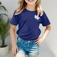 thumbnail image 2 of Tfken Girls Tshirts For Summer Crew Neck Print Short Sleeve Tops Trendy Casual Kids Comfortable Shirts Blue Size 6-7 Years, 2 of 4
