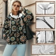 thumbnail image 6 of COEQINE Fashion Sweatshirts Women's Oversized Hoodie with Pockets Mandala Black Print Full Zipper Tops for Women Lightweight Hooded Jacket Fall Outfits Casual Wear, XL, 6 of 7