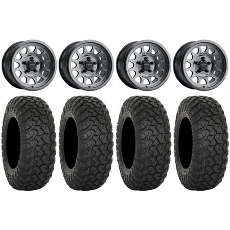Method 414 15 Wheels Graphite +13mm 33 RT320 Tires Polaris RZR Turbo R & Pro R Ranger 1500 Xpedition