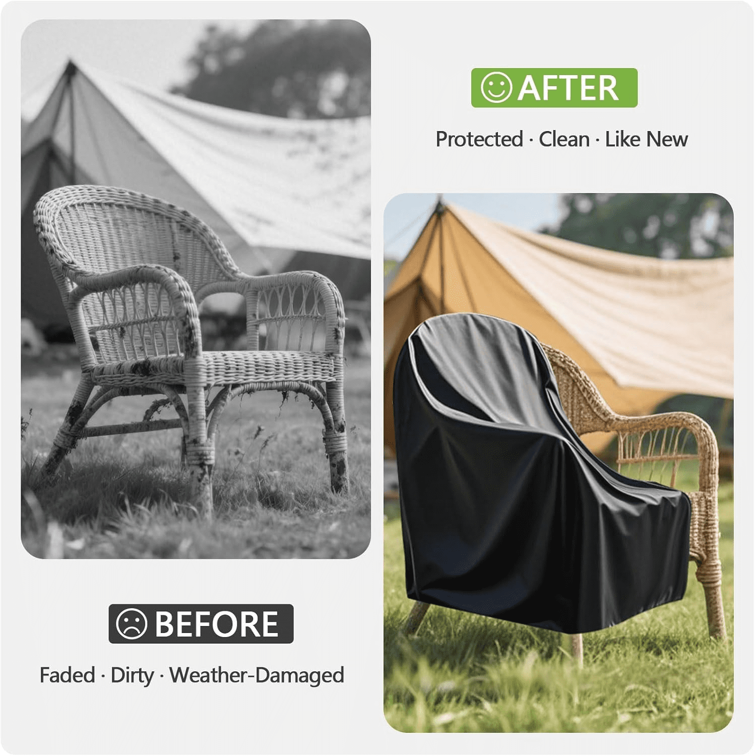 Patio Chair Covers,High Back Outdoor Stacking Chair Cover, 420D Waterproof Patio Furniture Covers for Stackable Chair,Lounge Deep Outdoor Seat Cover, 25.6" L x 29.5" W x 47"H, 2 Pack