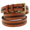 thumbnail image 1 of Mens 1 1/4" Medium Brown English Bridle Leather Belt Embossed Nickel-Free, 1 of 4