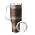 thumbnail image 2 of 40zo Ice Bar Cup With Handle Double Insulation Large Capacity Rust Prevention For Daily Travel And Other Scenes Rosybrown Buffalo Plaid Check Tartan Scotland_1, 2 of 8