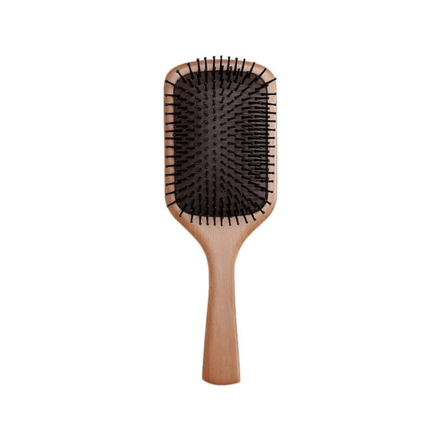 Cepillo de madera para el cabello con suave masaje del cuero cabelludo, peine de madera tipo paleta para mujer, cojín de aire elástico.