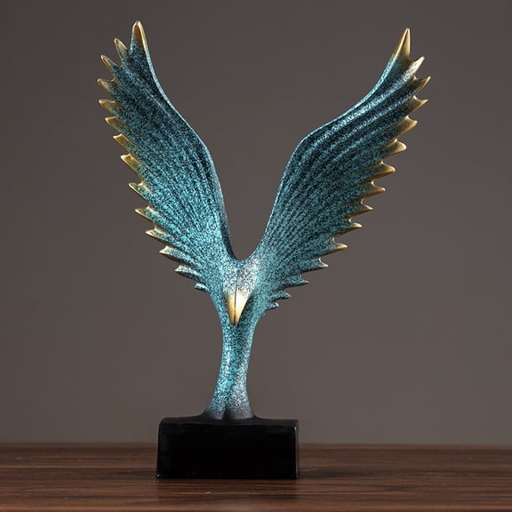 GlobalBreeze Eagle Statue, Resin Flying Eagle Sculpture, Majestic Spread-Wing Decor for Living Room, Entryway, TV Cabinet & Office, Luxury Home Art Ornament Gift