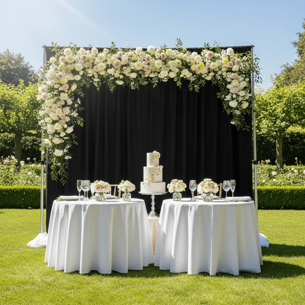 2 Pack 10 ft x 10 ft Polyester Curtain Panels for Weddings, Events & Home Decor - Black