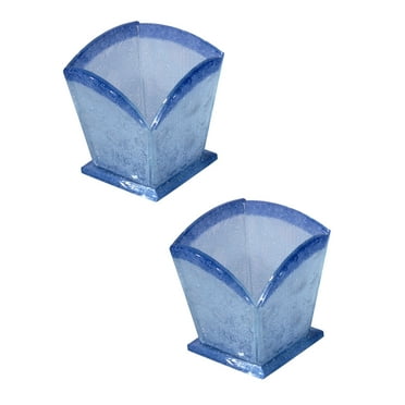 Springdale Lighting 4 inch H Blue Bubble 2-Pack Fused Glass Candle Votive Set