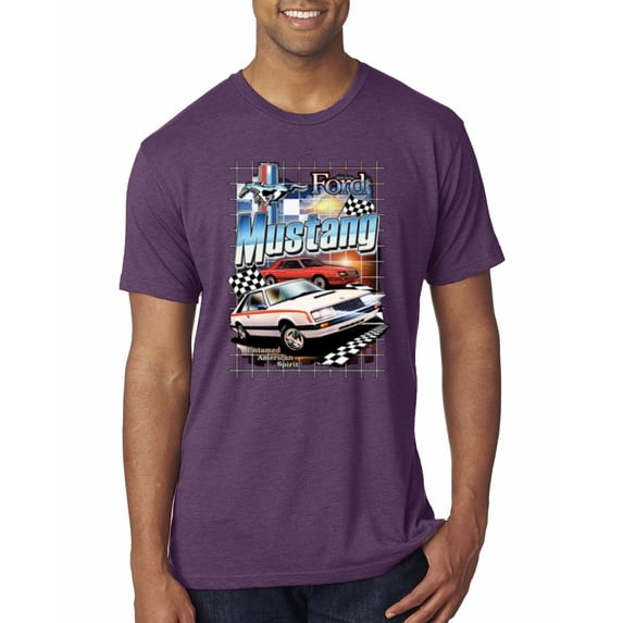 Wild Bobby, Mustang Untamed American Spirit Ford Cars and Trucks Men Premium Tri Blend Tee, Vintage Purple, X-Large