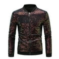 thumbnail image 1 of Blusa y camisa formal de manga larga con cuello vuelto para hombre, camisa con hebilla de lentejuelas y cuello, camisa de manga corta con cara brillante, blusa para hombre, 1 of 7