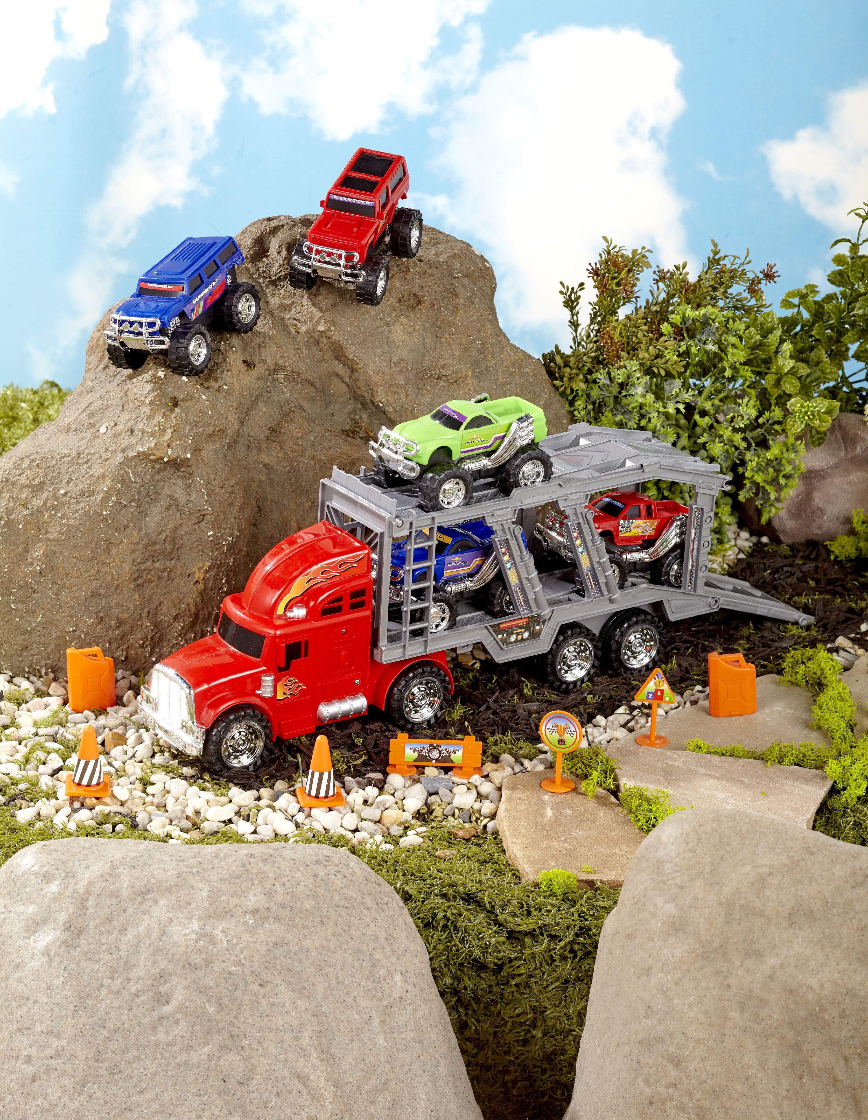 14-Pc. Monster Truck Hauler Playset - Toy Car Set for Kids