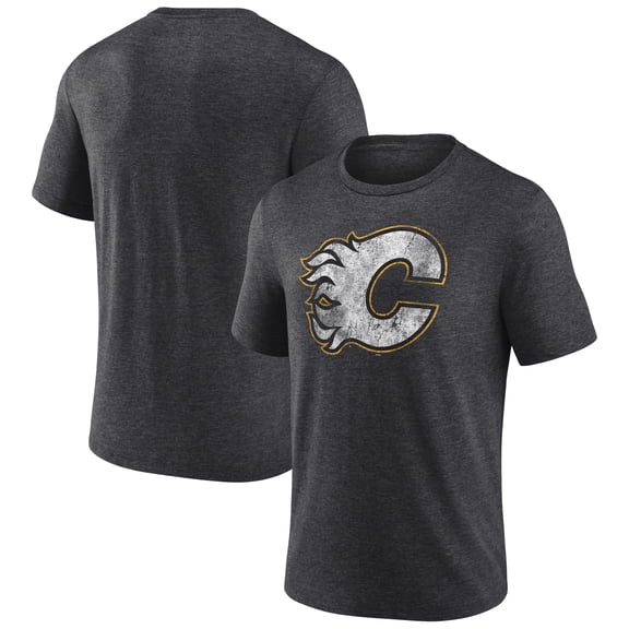 Men's  Charcoal Calgary Flames Wraparound Tri-Blend T-Shirt