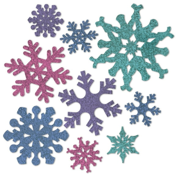 Beistle 108 Counts Multi-Colored Snowflake Printed Glittered Cutouts 12”