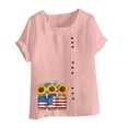 thumbnail image 4 of Xdegoge Women Activewear Clothes Linen Shirts Women Short Sleeve Crew Neck Tops Floral Summer Fashion Tunic Shirts Loose Fit Casual Blouses Y2K Plus Size Tee Shirts Ropa Mujer Purchases / History, 4 of 4
