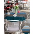 thumbnail image 5 of Outdoor Tablecloth with Umbrella Hole for Patio/Picnic/Party/Camping, Teal Blue Ombre Waterproof Table Cloth Round Cover Washable, Retro Farmhouse Gradient Wood (Dia 54"), 5 of 8