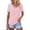 Pink, variant on Women Shirts Short Sleeve T Shirts V Neck Tee Tops Solid Tunic, Pink XL