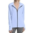 thumbnail image 3 of Xyxonk Women's Upf 50+ Sun Protection Shirts Long Sleeve Full Zip Top Breathable Solid Color Vocation Clothing for Outdoor Hiking Light Blue L, 3 of 7
