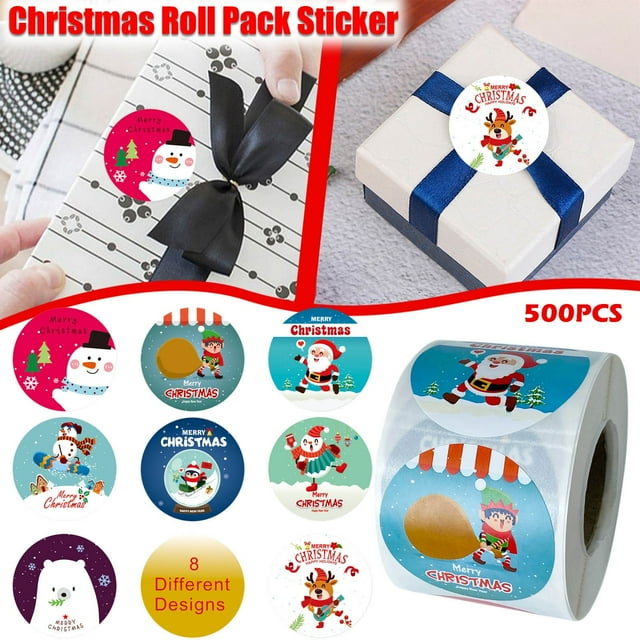 Hot6sl Ofertas Del Día Paquette de Pegatinas Navideñas, Etiquetas para Regalos Navideños, Decoraciones, Regalo, 1 Rollo de 500 Pegatinas