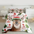 thumbnail image 2 of jejeloiu Lovely Christmas Reindeer Queen Comforter Set,Chic Xmas Tree Bedding Sets,Happy New Year Gifts Bedding Comforter Set For Girls Boys,Microfiber Bedroom Decor Reversible,3-Piece, 2 of 8