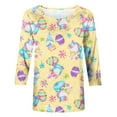 thumbnail image 5 of YanHoo Women Easter 3/4 Sleeve Crewneck Tops Women's Happy Easter Shirt 3/4 Sleeve Funny Graphic Tee Tops Rabbit Egg Graphic Slim Fit Dressy Casual Pullover Blouse, 5 of 6