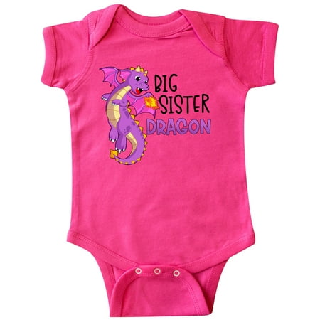 

Inktastic Big Sister Cute Purple Dragon Gift Baby Girl Bodysuit