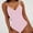 Pink, variant on TrendVibe365 Womens Bathing Suits Spaghetti Strap V Neck One-Piece Backless Monokinis String Solid Beachwear Push up High Waist Bikinis Tankinis for Holiday, Travel and Seaside