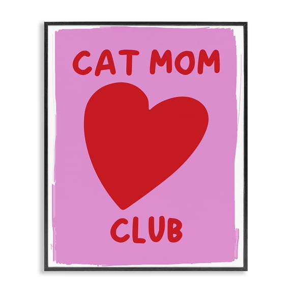Stupell Industries Cottage Cat Mom Club Heart Black Framed Giclee Art, 11 x 14, by House of Lulu