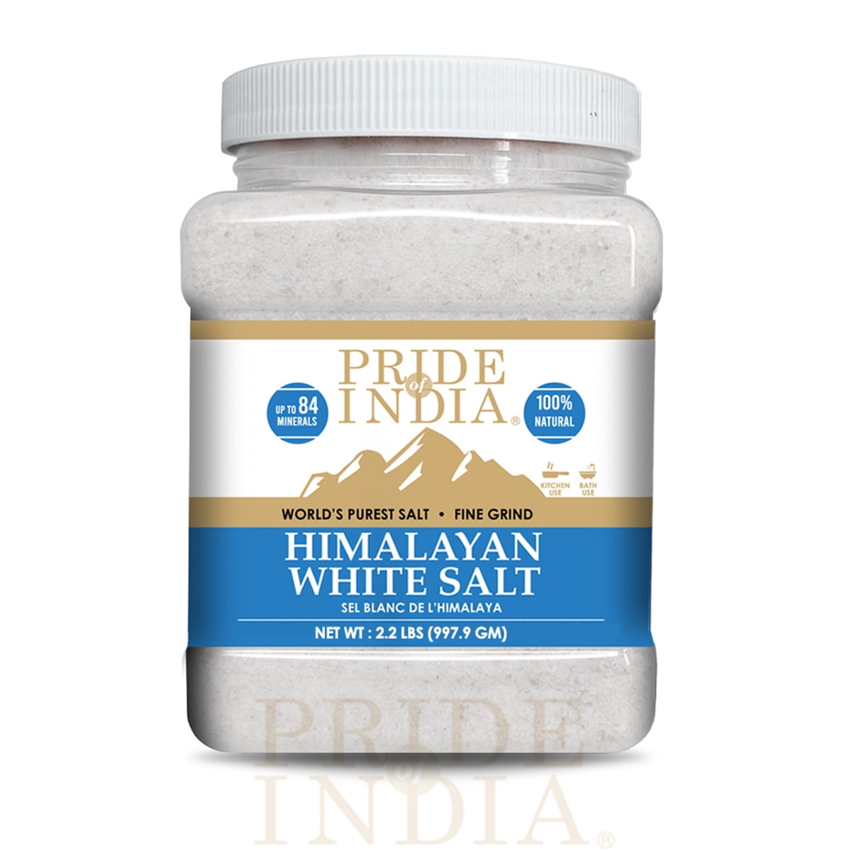 Pride of India- Himalayan White Salt Fine Grind 2.2 lbs (997.90 gm