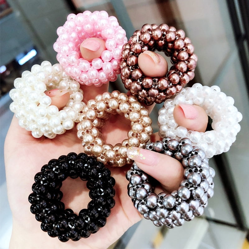 Simple Elastic Pearl Hair Rope for Women Girl Fashion Ponytail Holder Hairband Hairring Hair Accessories Headwear Gifts HairBand