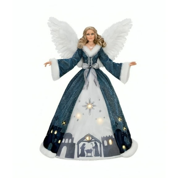 The Ashton-Drake Galleries Little Town of Bethlehem Angel Doll Collector’s Edition Illuminated Nativity Scene Skirt & Musical Feature Plays O Little Town of Bethlehem Poseable with Wings  24-inches