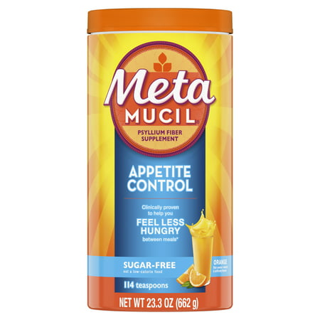 Metamucil Appetite Control Fiber, 4-in-1 Psyllium Fiber Supplement, Sugar Free Powder, Orange Zest Flavored Drink, 57 (The Best Fiber Supplement For Weight Loss)
