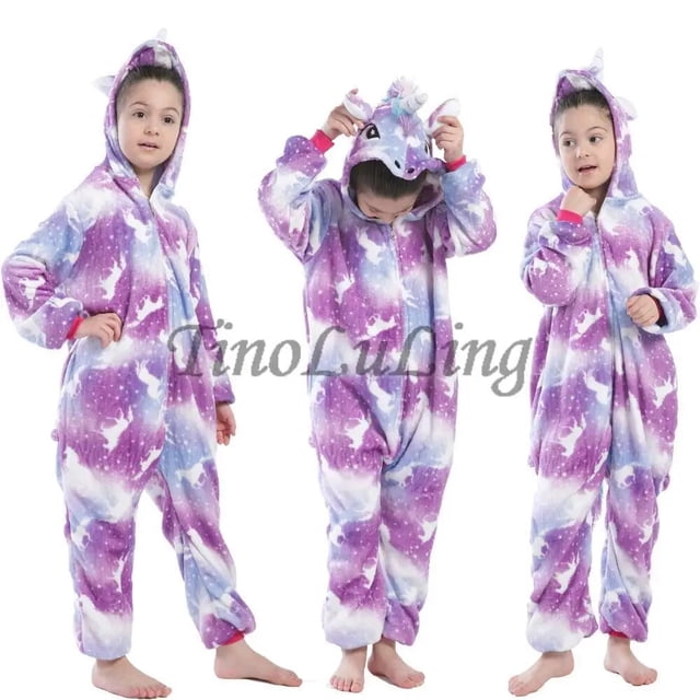 Monos con capucha de una pieza para niños, pijamas de invierno cálidos de lana, pijamas para niños, ropa de dormir para niños, Cosplay de Navidad y Halloween