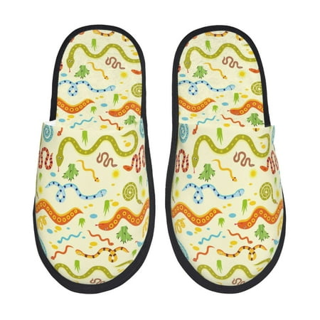 Balery Cartoon Snake8 Slient Indoor Furry Fleece Comfort House Shoes Soft Non-Slip Home Shoes Cotton slippers House Slippers-- Large